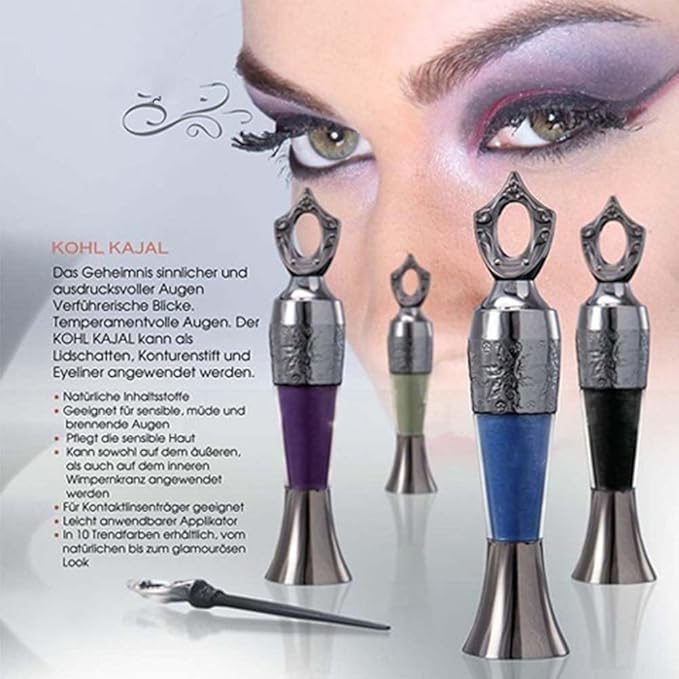 𝒌𝒐𝒉𝒍 Powder Eyeliner,100% Natural Egyptian 𝒌𝒐𝒉𝒍 Eyeliner–iInspired by Ancient Egyptian Beauty, Handmade Waterproof Long-Lasting Natural Traditional(Silver black+Purple Brown)7-14 days delivery