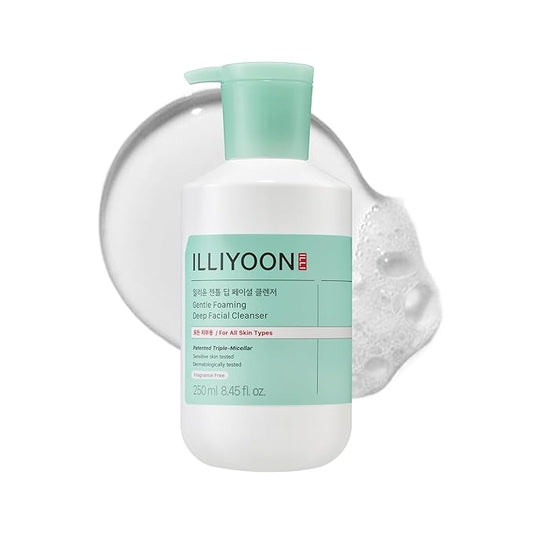 Illiyoon Gentle Deep Facial Cleanser | Low pH Gel-to-Foam Face Wash for Sensitive Skin, Hydrating Gel Cleanser & Daily Makeup Remover, Korean Skincare, 8.45 fl.oz.