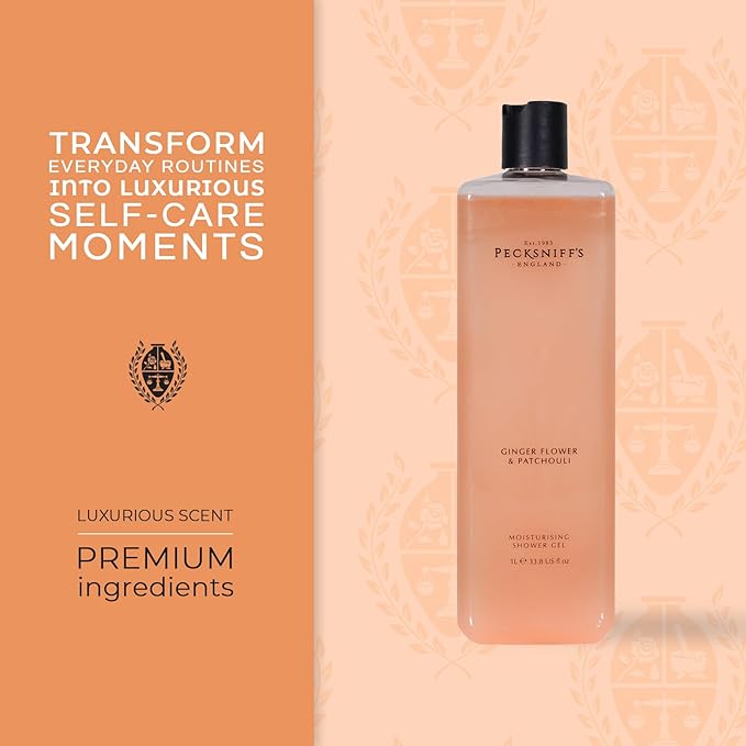 Pecksniff's Ginger Flower & Patchouli Moisturizing Shower Gel | 1000 ml / 33.80 Fl Oz