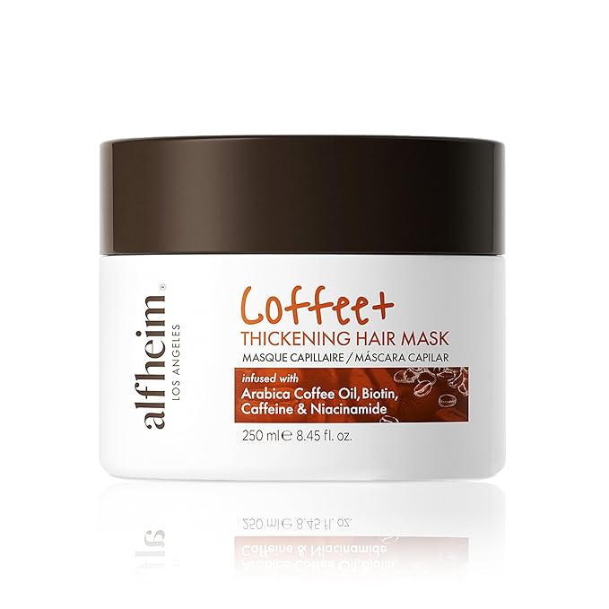 ALFHEIM Coffee+ Thickening Hair Mask for Fine, Weak & Thinning Hair with Caffeine, Biotin & Arabica Coffee Oil – Deep Repair, Strengthening & Volumizing Treatment – Sulfate-Free – 8.45 oz / 250 ml