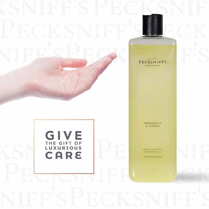 Pecksniff's Grapefruit & Citron Shower Gel - Gentle Cleanser for Sensitive Skin - Moisturizing & Hydrating - All Natural Cruelty Free Body Wash, 1000 ml / 33.80 Fl Oz