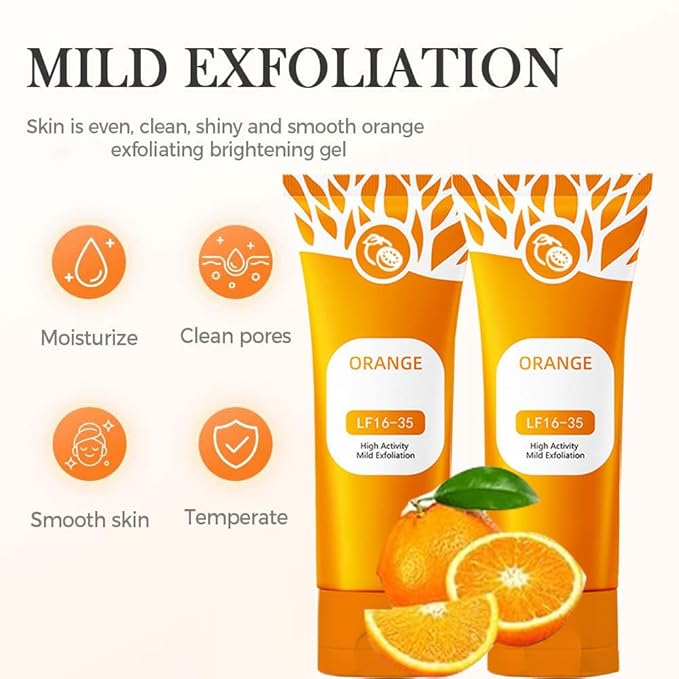 Orange Exfoliating Gel, Moisturizer Face Body Scrub 50g – Facial Cleansing For All Types Skin