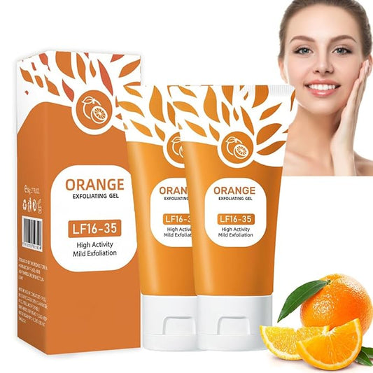 2 Pcs Orange Exfoliating Gel For Face Body Skin,Moisturizer Face Body Scrub Gel,Deep Cleansing Moisturizing Facial Exfoliator,Natural Orange Peeling Gel Face Scrub for All Types Skin,50g