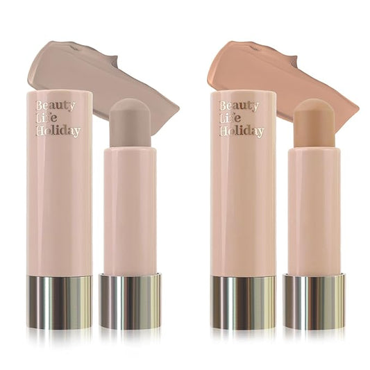 2 PCS Warm and Cool Toned Contour Stick, Natural Matte Cream Contour Stick, Lightweight and Smooth Cream Bronzer Stick for Face Shaping Contouring Makeup, 01+02