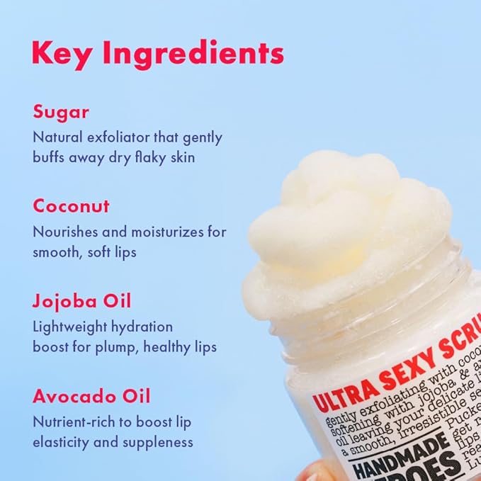 100% Natural Lip Scrub Vegan Conditioning Coconut Lip Exfoliator Gentle Exfoliant Sugar Lip Polish and Lip Exfoliator Scrubber for Chapped and Dry Lips (Lip Scrub and Mask Gift Set) Stocking Stuffers