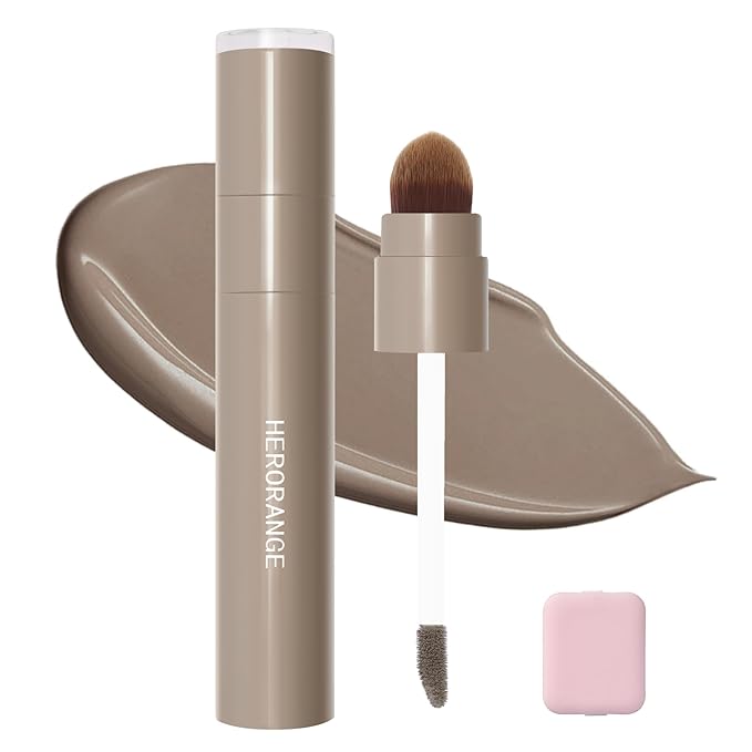 Warm Toned Natural Brown Liquid Contour Stick, Blendable Lightweight & Long-Lasting Cold Matte Grey Cream Bronzer for Face Shaping Contouring Makeup, Portable Travel Size, 02 Warm Taupe Brown