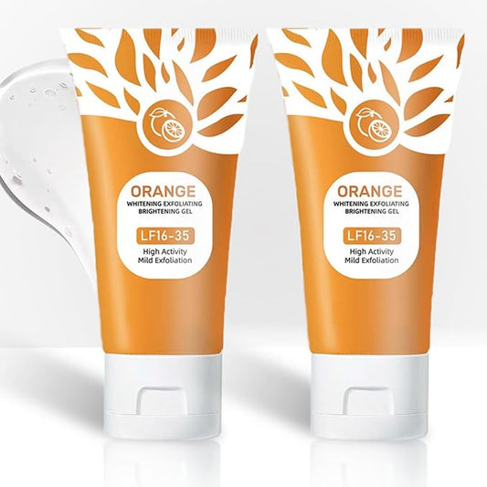 Orange Exfoliating Gel with Natural Enzymes - Gentle Face & Body Scrub for Daily Use, Deep Cleansing Peel Gel for Smooth Skin, Vegan Clarifying Exfoliator for All Skin Types (2Pc, 100g)