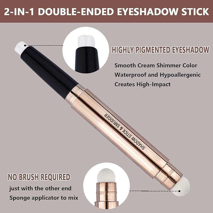White Eyeshadow Stick white Eyeliner Pencil Makeup Cream Shimmer Smooth Glitter Eyeshadow Pencil Base Primer Hypoallergenic Waterproof Long Lasting Eye Shadow Highlighter Stick 01