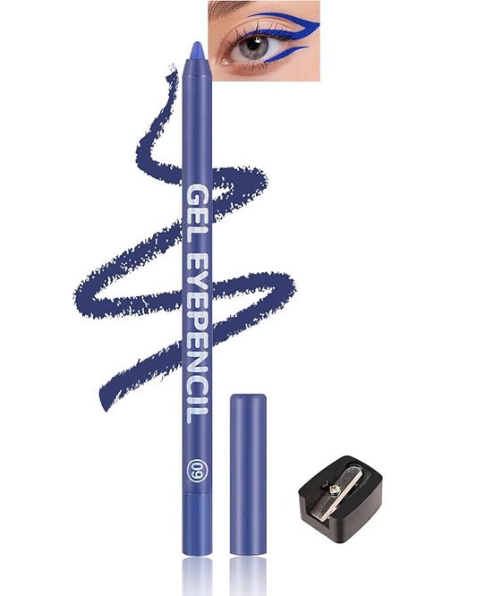 Waterline Gel Eyeliner Pencil, Dark Blue Matte Waterproof Long Lasting Cream Eye Liner Pencils with Sharpener, Hypoallergenic Highly Pigmented Precision Smudge-Proof Eyeliner Makeup Pen for Women-09