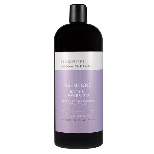 Pecksniff's Aroma:Therapy Re-Store Shower Gel – Luxurious Moisturizing Bath & Body Cleanser, 1000 ml/33.8 fl oz Bottle