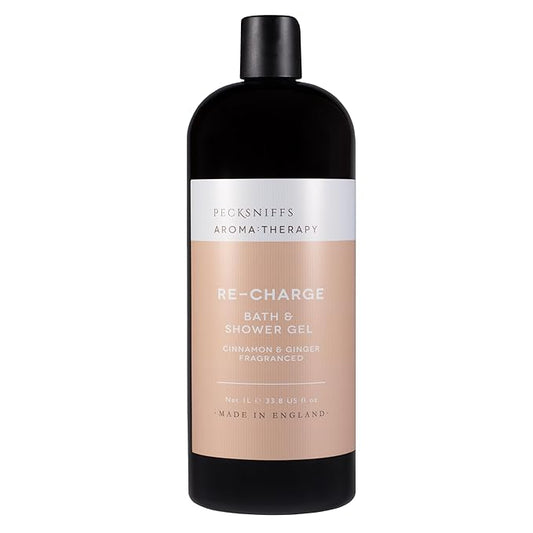 Pecksniff's Aroma:Therapy Re-Charge Shower Gel – Luxurious Moisturizing Bath & Body Cleanser, 1000 ml/33.8 fl oz Bottle