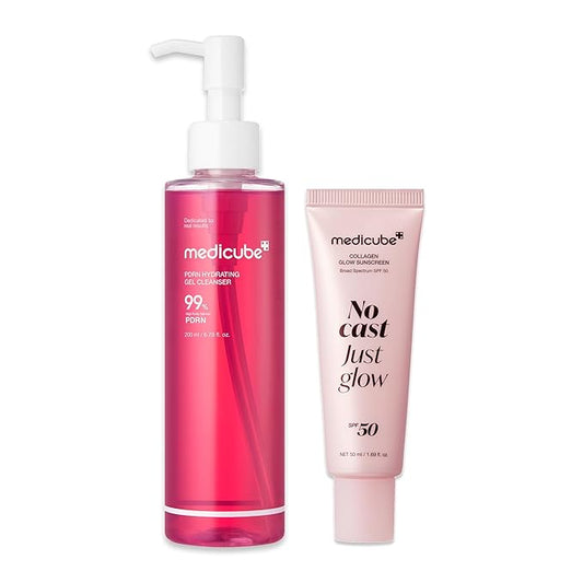 medicube Cleanse & Sun Shield Duo: PDRN Jelly to Foam Cleanser and Collagen Glow Sunscreen Deep Cleansing and Hydration | Hydration Essentials, Winter Skincare, Holiday Stocking Stuffers