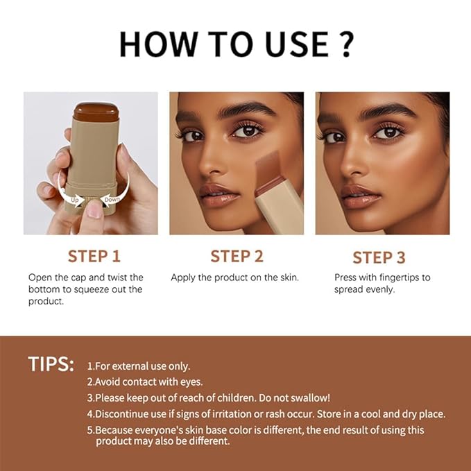 2PCS Beauty Balm Serum Boosted Skin Tint-A 3-in-1combining Foundation Stick, Lightweight solid Tinted Moisturizing Serum Contour Foundation Face for Women(#03)