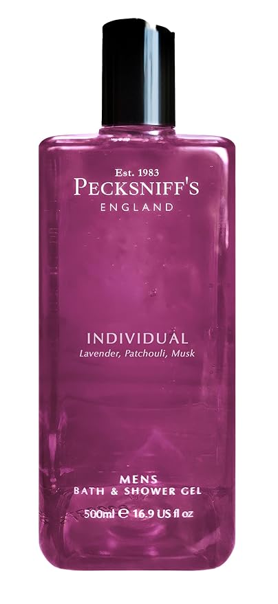 Pecksniff's Men's Individual Bath & Shower Gel Body Wash 500ml - Luxurious Lavender, Patchouli & Musk Scent - Nourishing & Hydrating Formula for All Skin Types