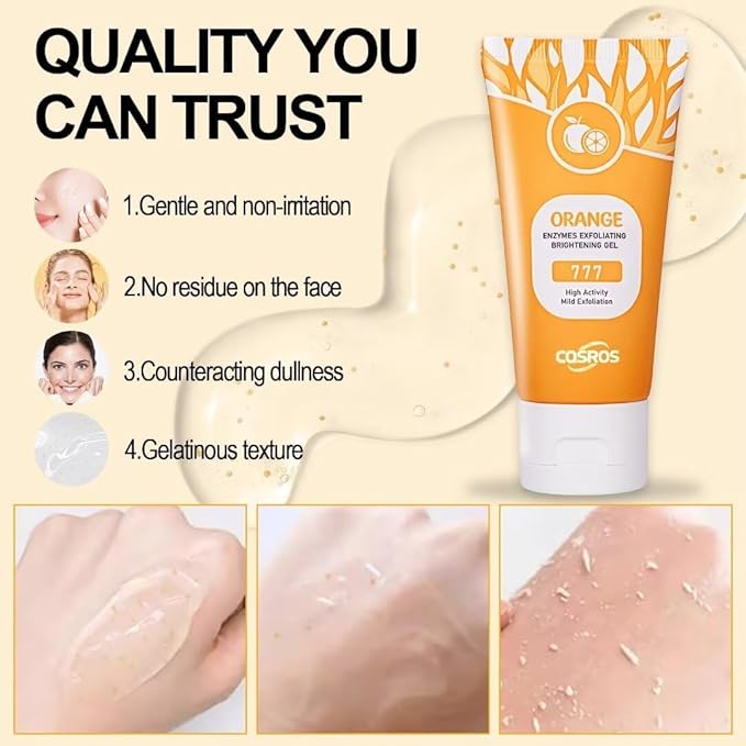 1Pcs Orange Exfoliating Gel Scrub for Face and Body Skin, Deep Cleansing Moisturizing Skin Exfoliator, Natural Orange Exfoliating Gel, Peeling Exfoliator