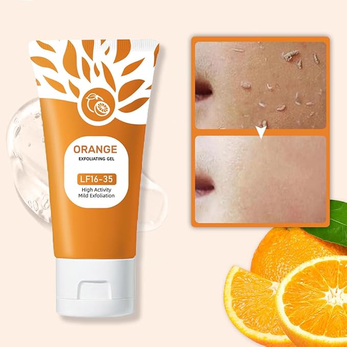 2 Pcs Orange Exfoliating Gel For Face Body Skin,Moisturizer Face Body Scrub Gel,Deep Cleansing Moisturizing Facial Exfoliator,Natural Orange Peeling Gel Face Scrub for All Types Skin,50g
