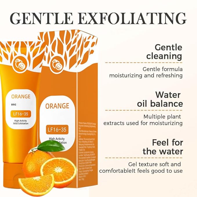 Orange Exfoliating Gel, Moisturizer Face Body Scrub 50g – Facial Cleansing For All Types Skin