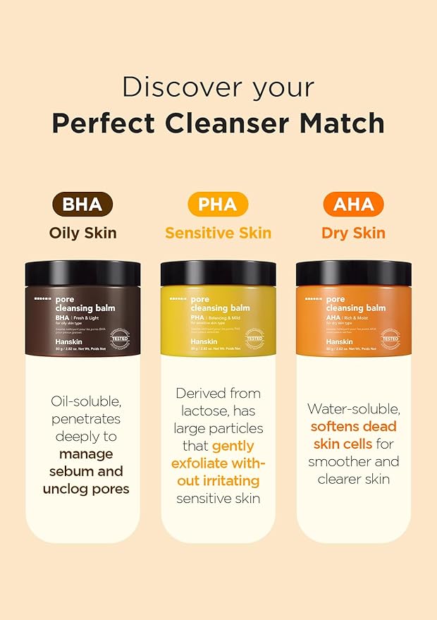 Hanskin AHA Pore Cleansing Balm – Korean Melting Balm Cleanser, Gentle Makeup Remover for Dry, Dull Skin | Solid-to-Oil Cleanser with AHA & Nourishing Oils | K-Beauty | 2.82 oz