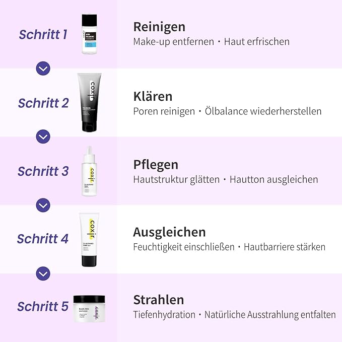 [Christmas Gift Set]coxir K-Beauty Seoul Glow Set – 5-Step Korean Skincare Routine with TXA & Black Rice – Cleansing oil, Mask Cleanser, Ampoule, Balm & Moisturizer,korean skincare,Holiday Gift