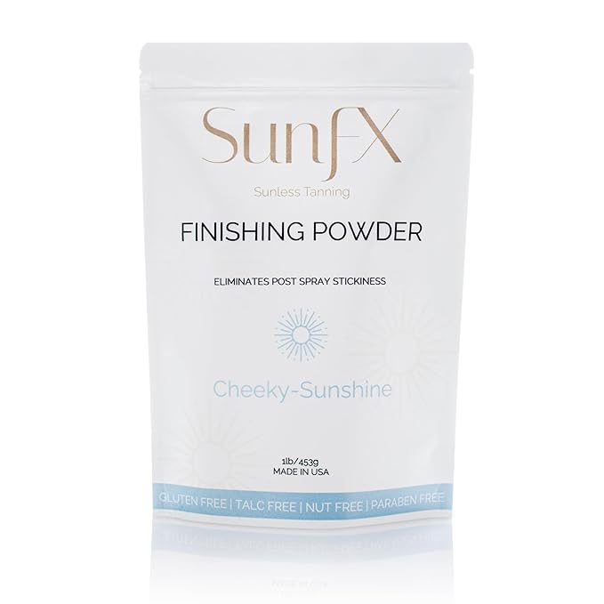 SunFX Post Spray Tan Translucent Finishing Powder | Talc Free | Sunless Tanning Setting Powder | Shimmer | Cheeky-Sunshine - 1lb