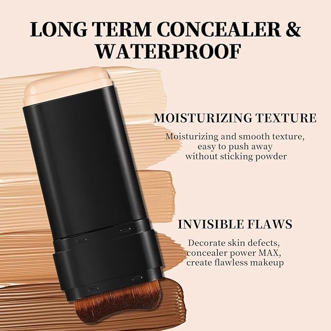 Stick Foundation Contour Long-wear Lightweight Brighten Blemish Concealer Foundation Stick Beauty Makeup 01#IVORY