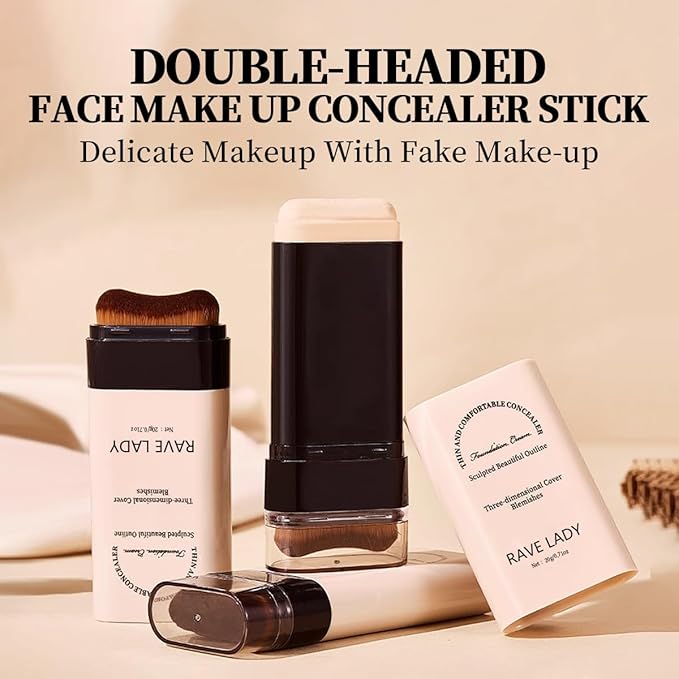 Stick Foundation Contour Long-wear Lightweight Brighten Blemish Concealer Foundation Stick Beauty Makeup 03#LIGHT SKIN