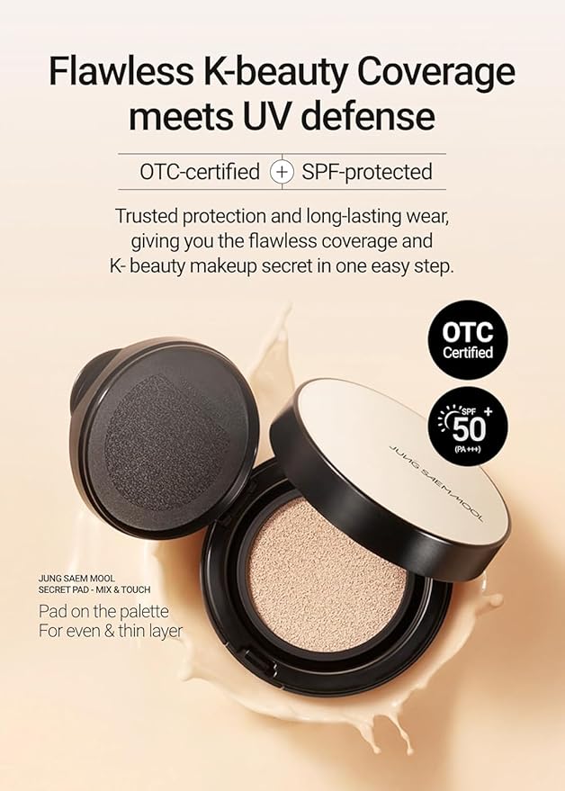 [JUNGSAEMMOOL OFFICIAL] Essential Skin Nuder Cushion (08 Medium Deep) | Refill Not Included | Natural Finish | SPF50 Broad Spectrum | Makeup Artist Brand | Cream Foundation