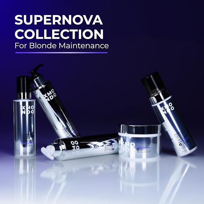 XMONDO Hair Supernova Blonde Toning Leave-In Foam, Vegan Formula Hair Toner Foam for Reducing Brassy and Yellow Tones on Blonde, Highlighted, and Gray Hair Colors, 6.7 Fl. Oz