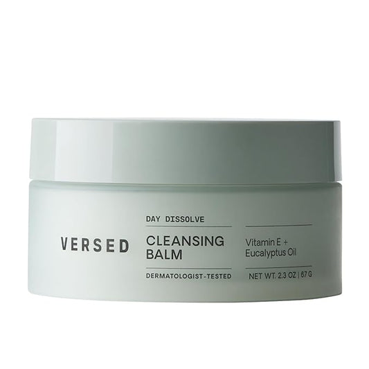 Versed Day Dissolve Cleansing Balm - Makeup Melting Balm Infused with Vitamin E + Eucalyptus Oil to Calm Skin - Oil Based Double Cleanser with Avocado + Jojoba (2.3 oz)