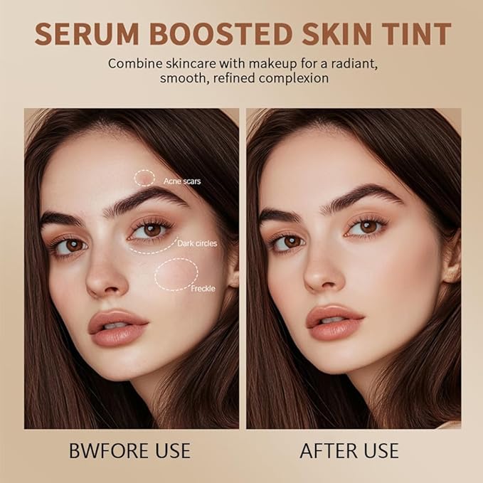 2PCS Beauty Balm Serum Boosted Skin Tint-A 3-in-1combining Foundation Stick, Lightweight solid Tinted Moisturizing Serum Contour Foundation Face for Women(#03)