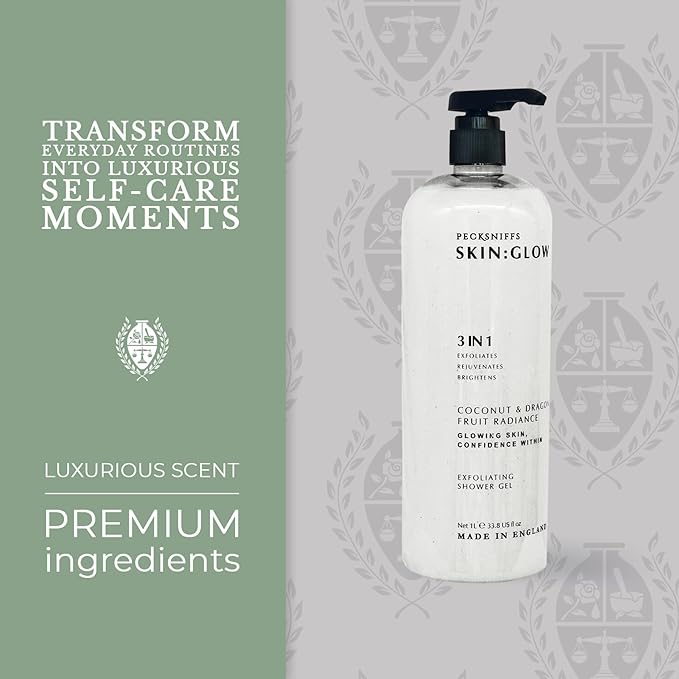 Pecksniff's Coconut & Dragon Fruit Radiance Exfoliating Shower Gel | 1000 ml / 33.80 Fl Oz