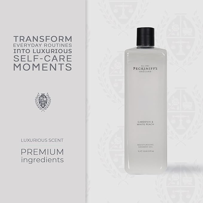 Pecksniff's Gardenia & White Peach Moisturizing Shower Gel | 1000 ml / 33.80 Fl Oz