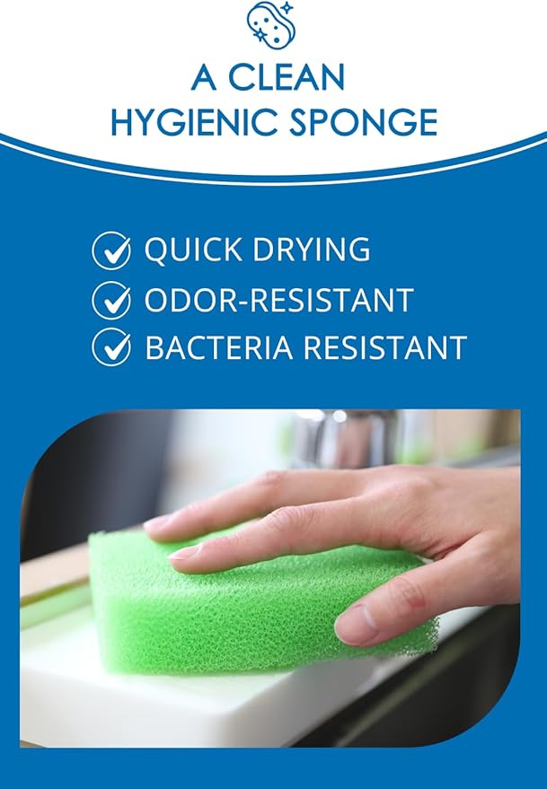 [SunSun Sponge] Kitchen Sponge 4-Pack, Multi-Purpose for Dishwash, Bath, and Stovetop, Excellent Drainage & Rich Lather, Durable & Long-Lasting