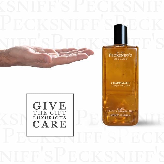 Pecksniff's Men's Luxurious Moisturizing Bath & Shower Gel | Premium Cleansing Men's Body Wash | Captivating Fougere Accord Mens Shower Gel | Charismatic Scent | 500ml