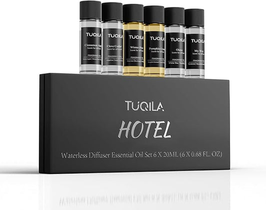 Waterless Diffuser Essential Oil Set(6X 20mL), Hotel Luxury Aroma Scent Oil My Way, Olene, Pumpkin Cream,Winter Pine,Usage Cold Air Diffuser Aromatherapy for Home Home, Office, Car