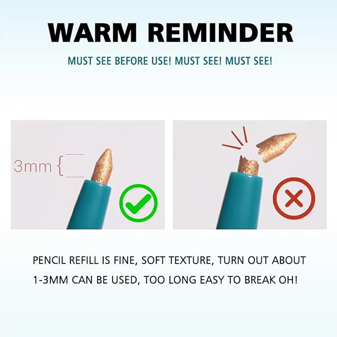 Waterproof Eyeliner Pencil Blendable Cream Shimmer Glitter Smooth Eyeshadow Stick Hypoallergenic Long Lasting Smudge Proof Eye liner Pen 03 Rose Shimmer