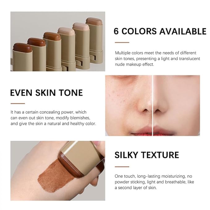 2PCS Beauty Balm Serum Boosted Skin Tint-A 3-in-1combining Foundation Stick, Lightweight solid Tinted Moisturizing Serum Contour Foundation Face for Women(#03)
