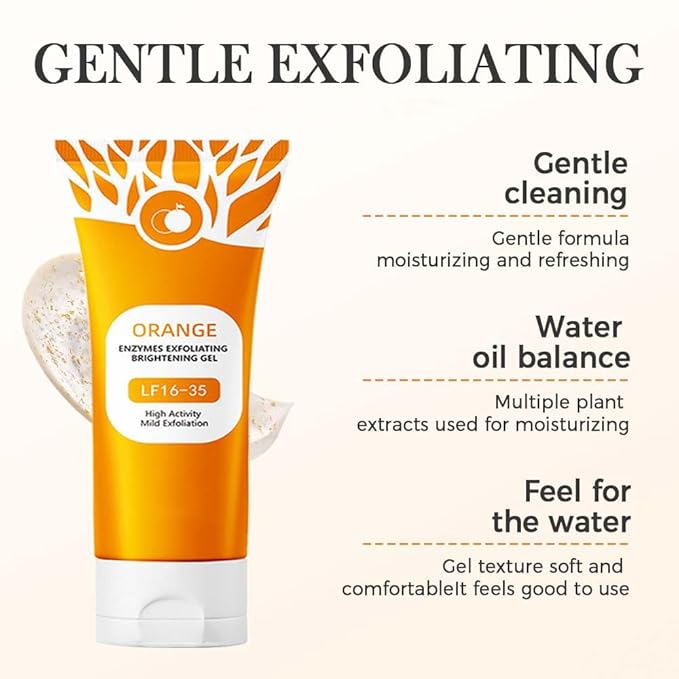 Orange Exfoliating Gel for Face and Body, 2025 Upgraded Exfoliating Cleansing Gel Scrub, Orange Enzymes Exfoliatings Gels, Deep Clean Pores, Remove Blackheads Moisturize Skin for All Types Skin (2pcs)