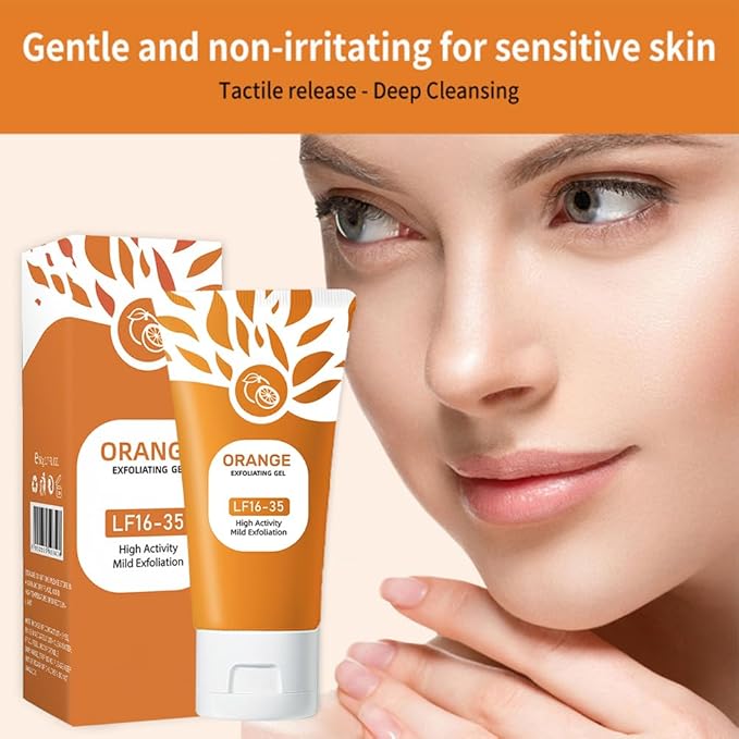 2 Pcs Orange Exfoliating Gel For Face Body Skin,Moisturizer Face Body Scrub Gel,Deep Cleansing Moisturizing Facial Exfoliator,Natural Orange Peeling Gel Face Scrub for All Types Skin,50g