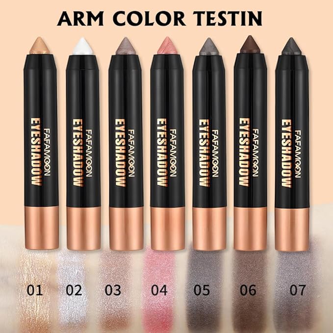 3Pcs Monochrome Cream Shimmer Glitter Eyeshadow Pencil Stick for Women, Eye Shadow Eyeliner Pencil Sticks Makeup, sombras para ojos, Waterproof, Vegan & Cruelty-Free, (03+05+07, 3Pcs)