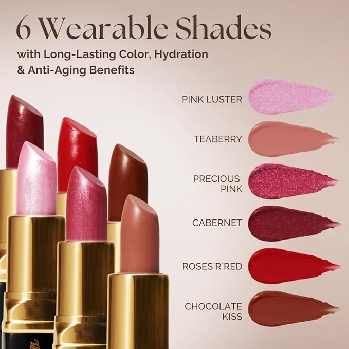 𝗘𝘀𝘀𝗲𝗻𝗰𝗲 𝗼𝗳 𝗔𝗿𝗴𝗮𝗻 Deep Moisturizing Red Lipstick, Long Lasting Lipstick & Lip Care in 1 with Pure Organic Argan Oil, Shea Butter, Jojoba Oil & Aloe Vera Hydrating, Roses R Red