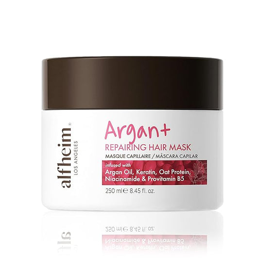ALFHEIM Argan+ Repairing Hair Mask for Dry, Damaged & Frizzy Hair with Argan Oil, Keratin – Deep Conditioning, Shine & Frizz Control – Intensive Hydration, Color Safe, Sulfate Free – 8.45 oz
