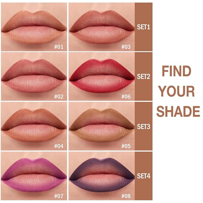2in1 Gradient Lip Liner & Lipstick Combo,Matte Longwear Waterproof Lip Pencil with Cone Tip,Smudge Proof Crayon,Ombre Contour,Women's Long Lasting Makeup Set-(04#Cinnamon Spice+05#Caramel Latte)