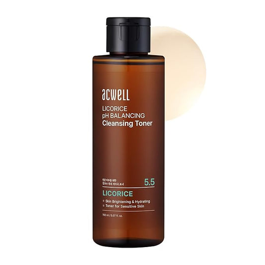 ACWELL Licorice pH Balancing Cleansing Toner 5.1 fl.oz. - PH5.5 Hydrating Makeup Cleansing Astringent - Skin Clearing, Reduce Pigmentation, Acne and Dark Spots