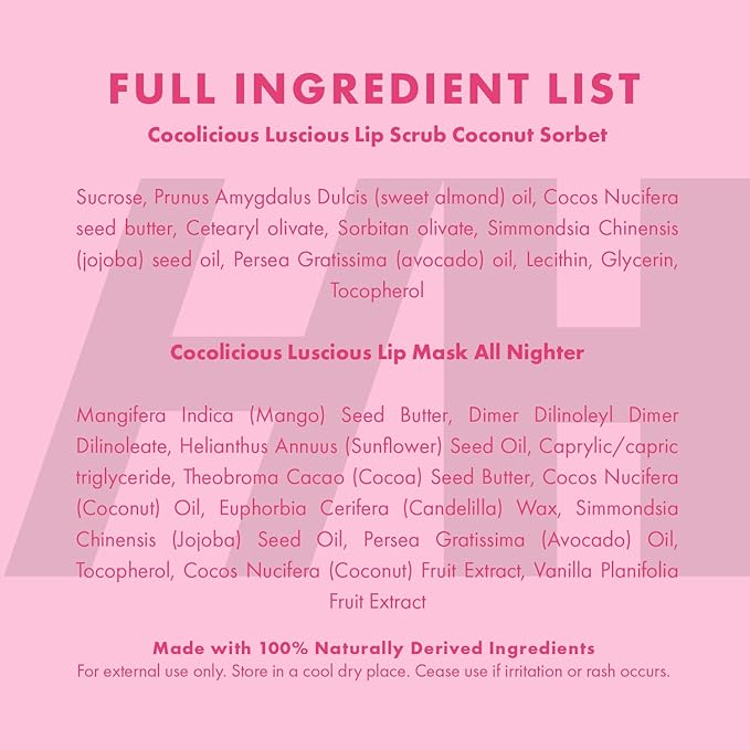 100% Natural Lip Scrub Vegan Conditioning Coconut Lip Exfoliator Gentle Exfoliant Sugar Lip Polish and Lip Exfoliator Scrubber for Chapped and Dry Lips (Lip Scrub and Mask Gift Set) Stocking Stuffers