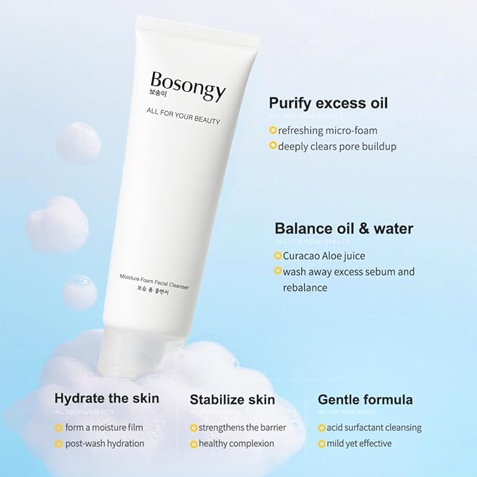Amino Acid Cleansing Foam 120ml(4.05 fl oz) - Gentle Korean Face Wash with Ceramide, pH-Balanced for Sensitive Skin | Removes Sunscreen & Light Makeup, Hydrating Brightening.