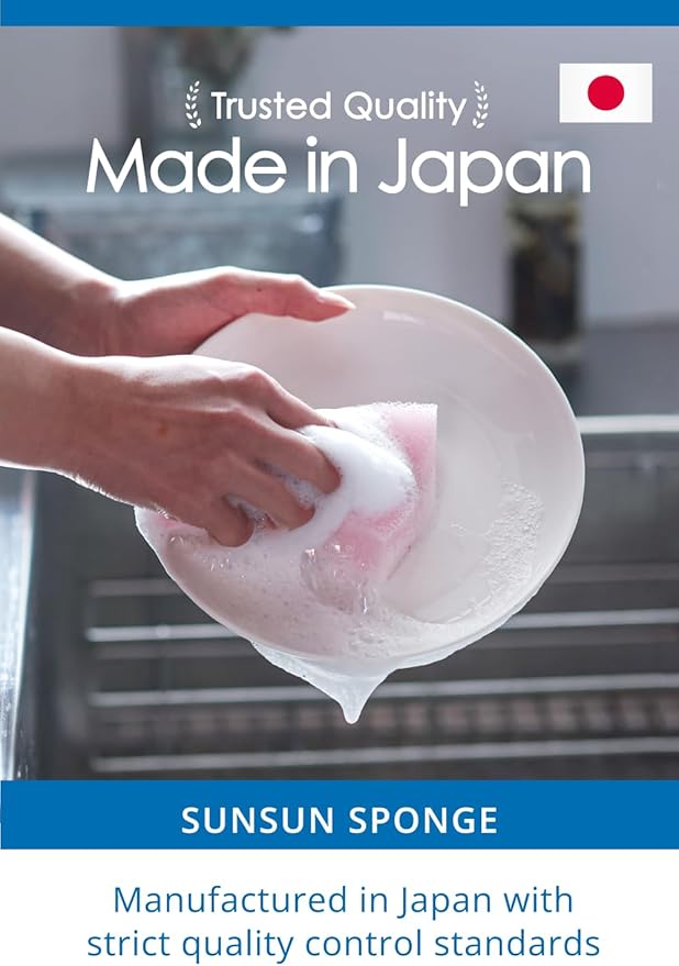 [SunSun Sponge] Kitchen Sponge 4-Pack, Multi-Purpose for Dishwash, Bath, and Stovetop, Excellent Drainage & Rich Lather, Durable & Long-Lasting