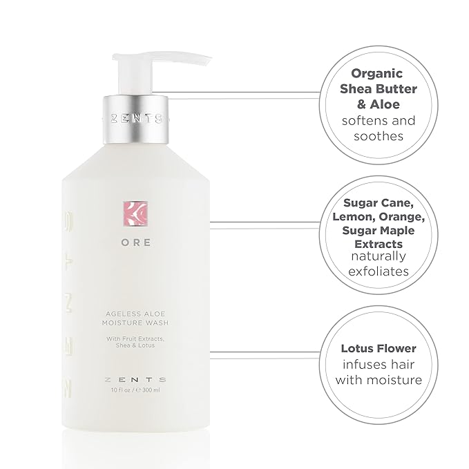 Zents Hand & Body Wash (Ore Fragrance) | Hydrating Anti-Aging Cleanser with Organic Shea Butter & Aloe for Dry Skin | Gentle & Nourishing | 10 fl oz