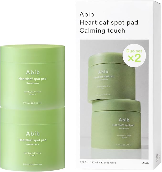 Abib Heartleaf Spot Pad Calming Touch Duo Set 160pads 10.14 fl. oz. | Korean Acne Soothing Toner Pads for Face, Cleansing, Disposable, Exfoliant, Skin Care