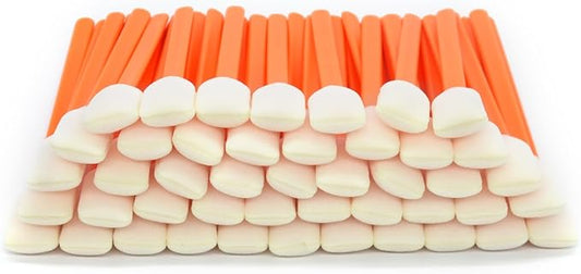 (100pcs) 5.11" Square Rectangle Foam Cleaning Swab Sticks-Orange